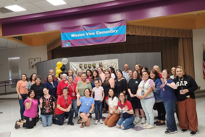 Mission View staff in the cafeteria